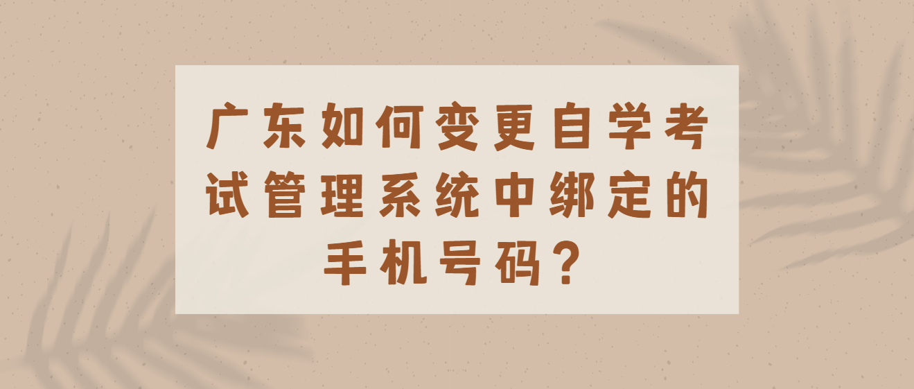 广东如何变更自学考试管理系统中绑定的手机号码？
